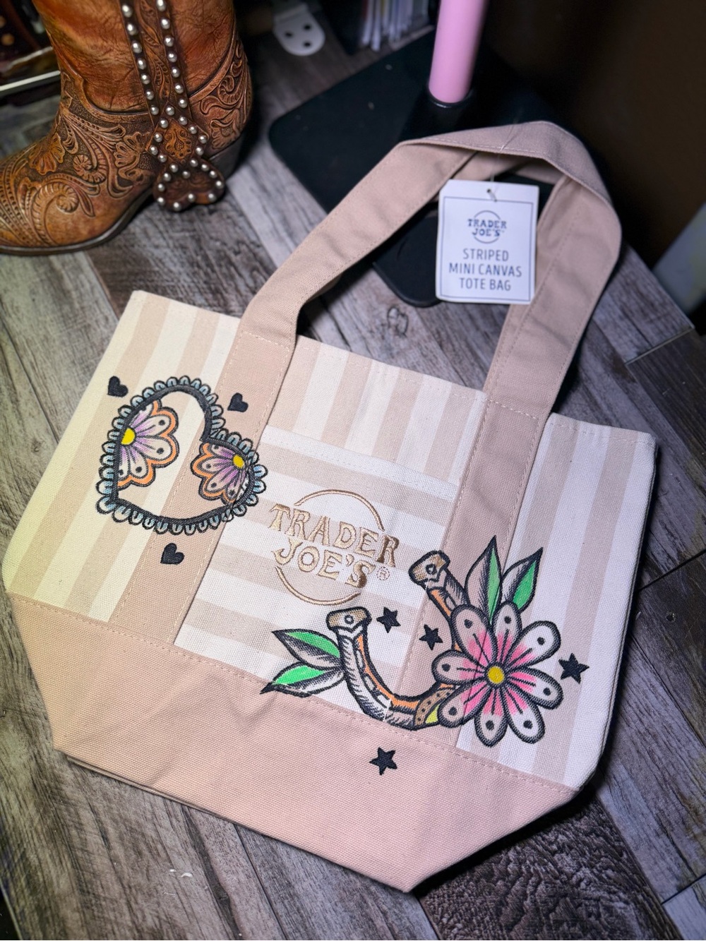 Trader Joe's Striped Mini Tote Custom